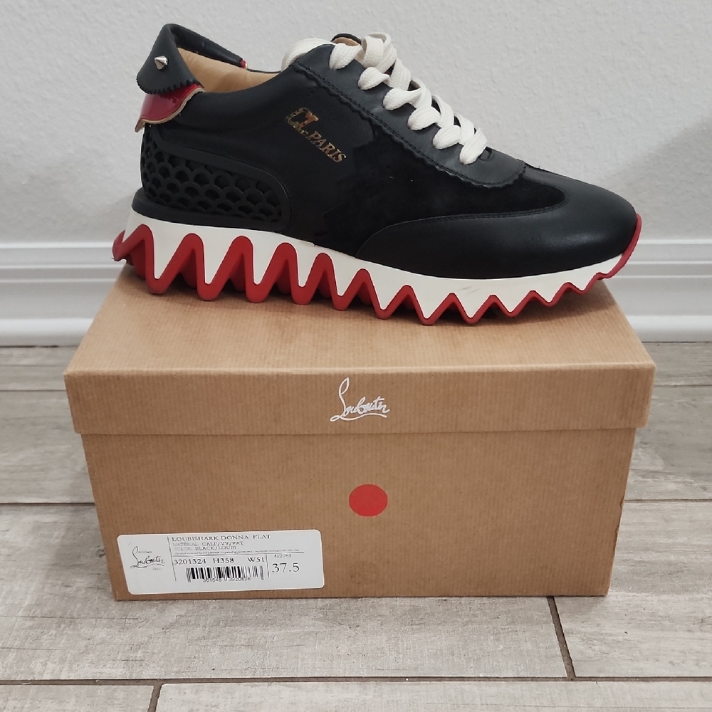 Christian Louboutin Black Sneakers with Red Sawtooth Sole